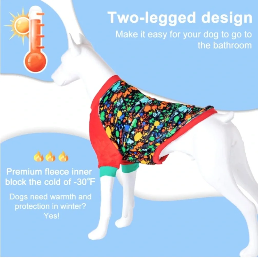 LOVINPET Super Soft Flannel Dog Apparel In Splatter Wide Multi-Red Print Sz XXL - Picture 4 of 10